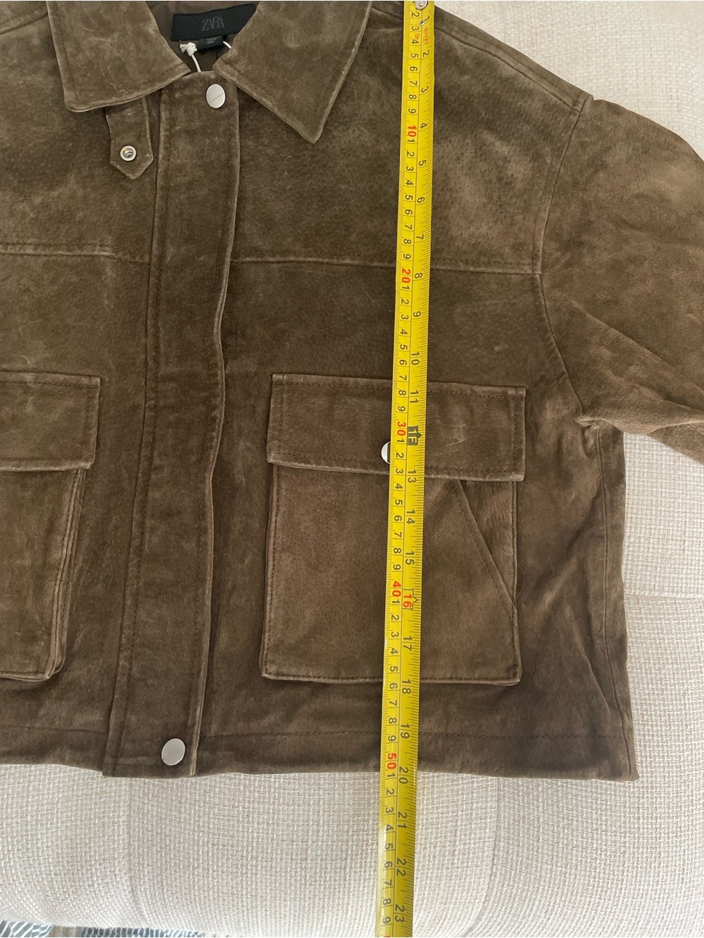 NWT Zara 100% Leather Suede Bomber Jacket Khaki Dusty Cocoa Brown - Picture 13 of 14